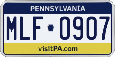 PA license plate MLF0907