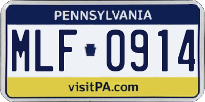 PA license plate MLF0914