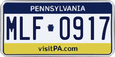 PA license plate MLF0917