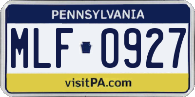 PA license plate MLF0927