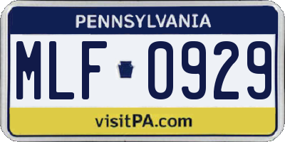 PA license plate MLF0929