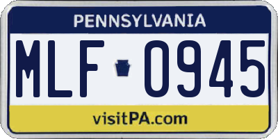 PA license plate MLF0945