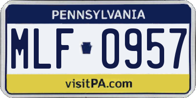 PA license plate MLF0957