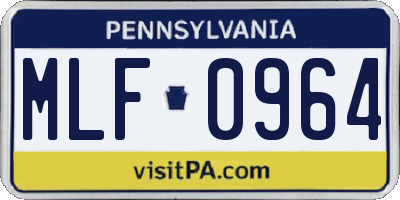 PA license plate MLF0964