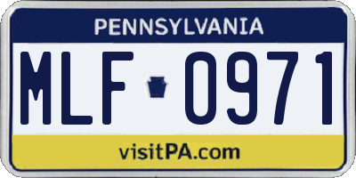 PA license plate MLF0971
