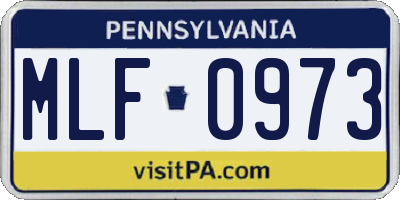 PA license plate MLF0973