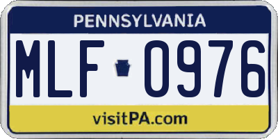 PA license plate MLF0976