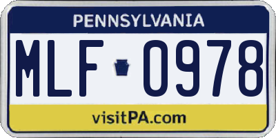 PA license plate MLF0978