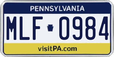 PA license plate MLF0984