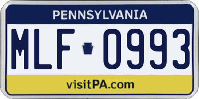 PA license plate MLF0993