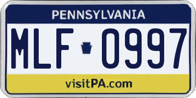 PA license plate MLF0997
