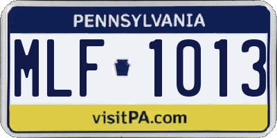 PA license plate MLF1013