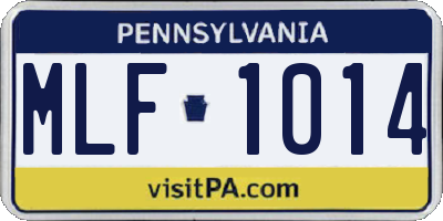 PA license plate MLF1014