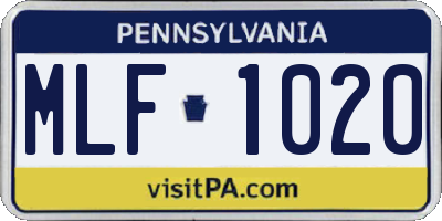 PA license plate MLF1020