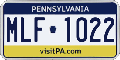 PA license plate MLF1022