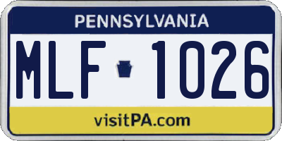 PA license plate MLF1026