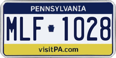 PA license plate MLF1028