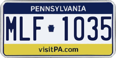 PA license plate MLF1035