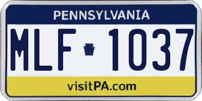 PA license plate MLF1037