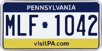 PA license plate MLF1042