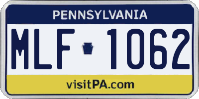 PA license plate MLF1062