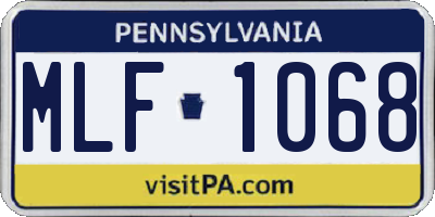 PA license plate MLF1068