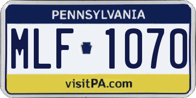PA license plate MLF1070