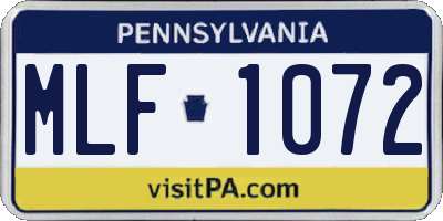 PA license plate MLF1072