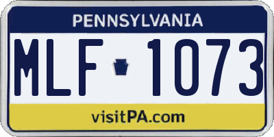 PA license plate MLF1073