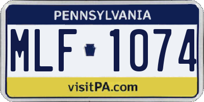PA license plate MLF1074