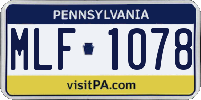 PA license plate MLF1078