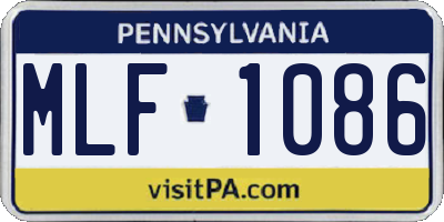PA license plate MLF1086