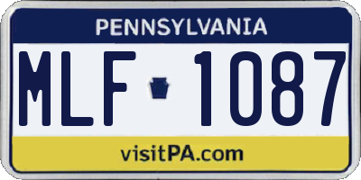 PA license plate MLF1087