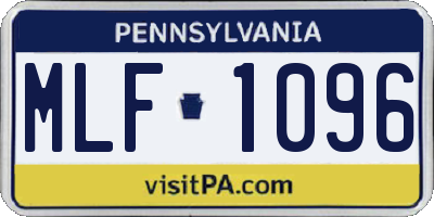 PA license plate MLF1096