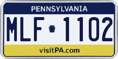 PA license plate MLF1102