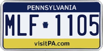 PA license plate MLF1105