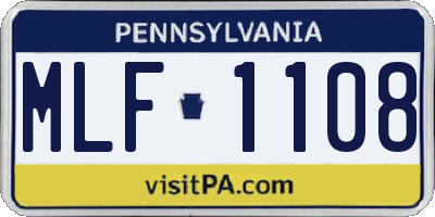 PA license plate MLF1108
