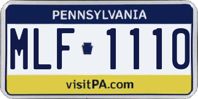PA license plate MLF1110