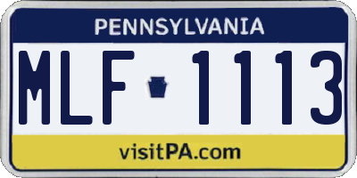 PA license plate MLF1113