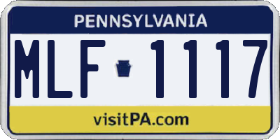 PA license plate MLF1117