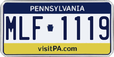 PA license plate MLF1119