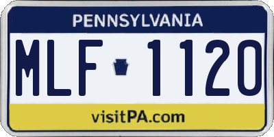 PA license plate MLF1120