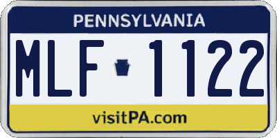 PA license plate MLF1122