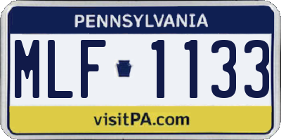 PA license plate MLF1133