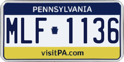 PA license plate MLF1136