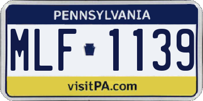 PA license plate MLF1139