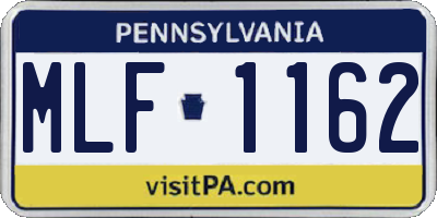 PA license plate MLF1162
