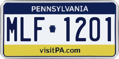 PA license plate MLF1201
