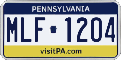 PA license plate MLF1204