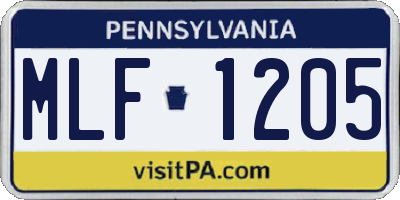 PA license plate MLF1205